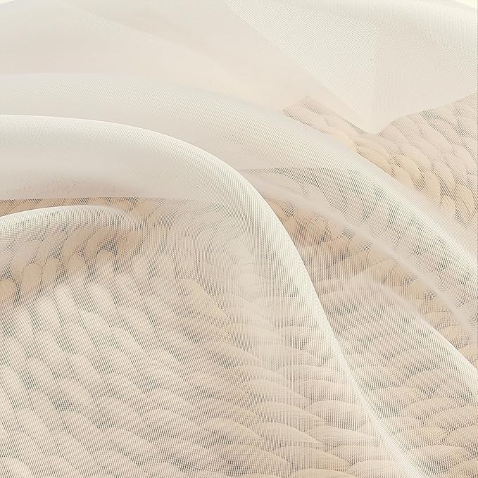 Chyhomenyc Cream Sheer Curtains 78 Inches Long 2 Panels Set - Image 7