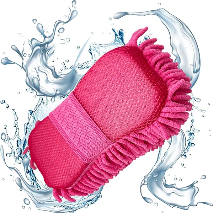 Microfiber Car Wash Sponge-Non-Scratch Wash Mitt-Two Sided Chenille Microfiber - Image 6