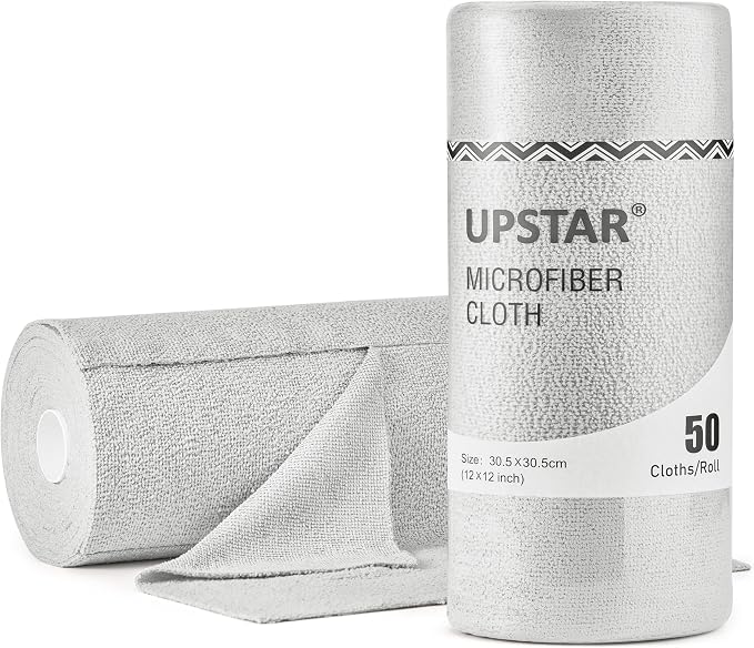 UPSTAR Microfiber Cleaning Cloth, Reusable Paper Towels Rolls, 50 Packs 12x12 by UPSTAR