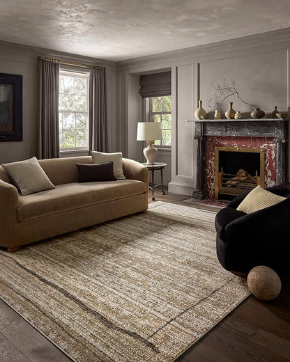 Loloi Jeremiah Brent Bleecker Collection BLE-05 Natural/Charcoal 6'-7" x 9'-3" Area Rug