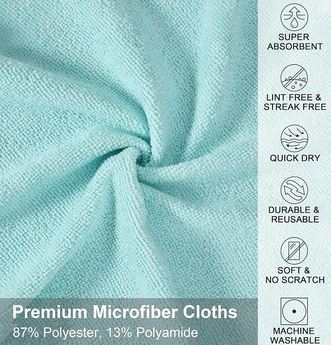 UPSTAR Microfiber Cleaning Cloth, Reusable Paper Towels Rolls, 50 Packs 12x12 - Image 2