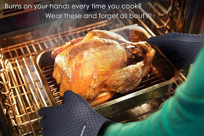 KITCHEN PERFECTION S Silicone Smoker Oven Gloves -Extreme Heat Resistant BBQ - Image 5