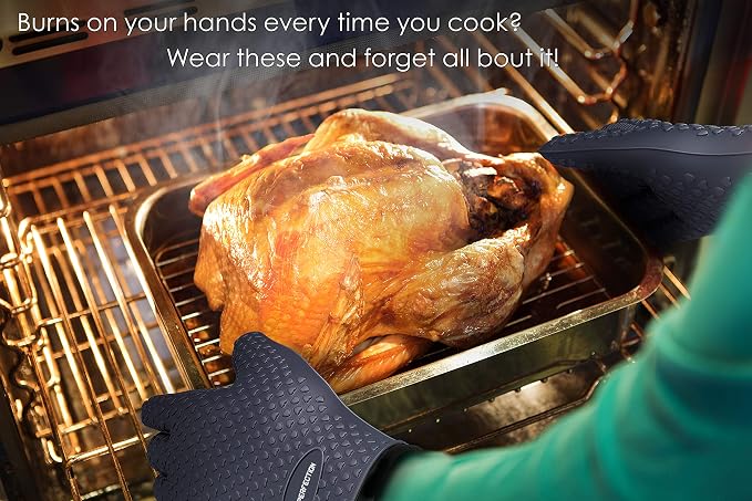 KITCHEN PERFECTION Silicone Smoker Oven Gloves-Extreme Heat Resistant BBQ - Image 6