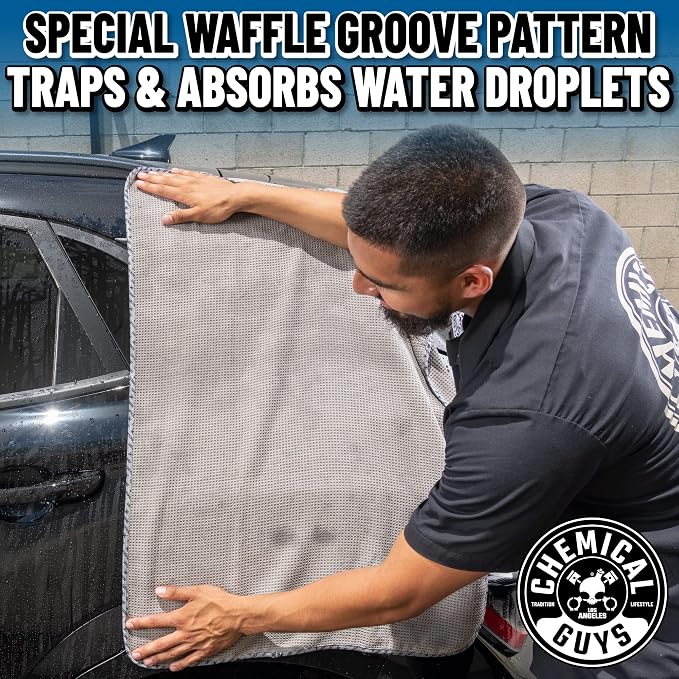 Chemical Guys Waffle Weave Gray Matter Microfiber Drying Towel - Image 5