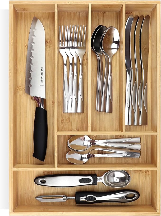 silverware tray organizer– Flatware Utensil Cutlery Silverware Holder by Pristine+Bamboo