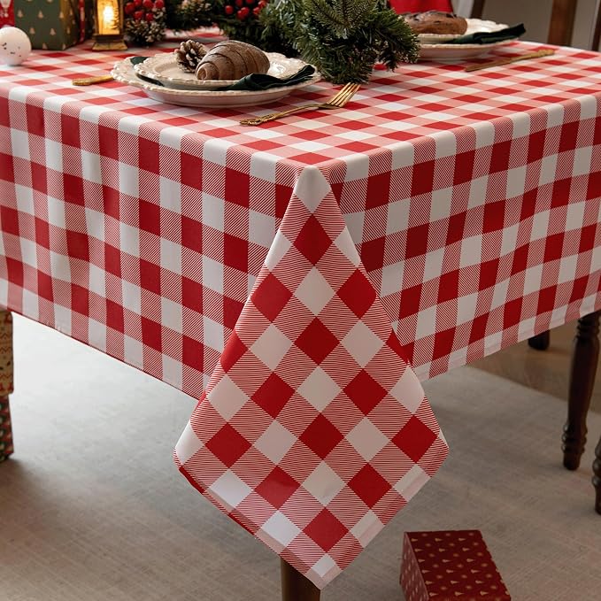 Classic Gingham Plaid Tablecloth Fabric by Essifunia