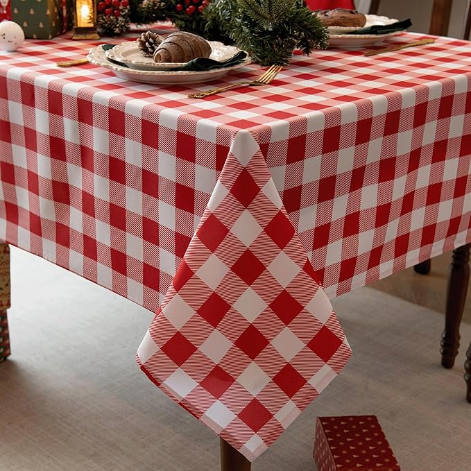 Waterproof Checkered Tablecloth Fabric by Essifunia