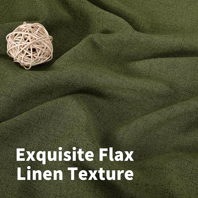YoungsTex Olive Green Linen Curtains 40 Inch Length - Image 4