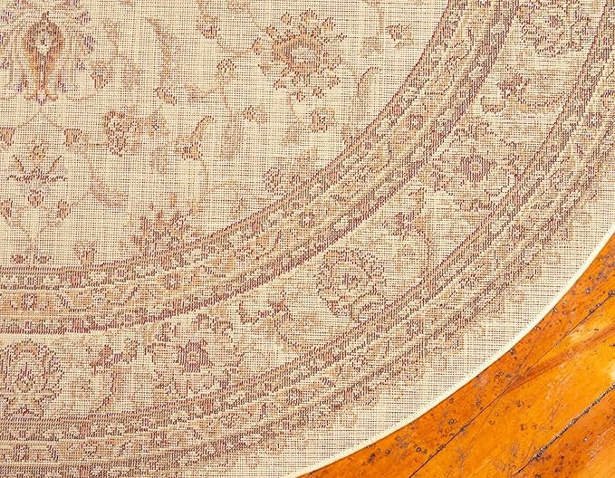 Unique Loom Voyage Collection Traditional Oriental Classic Intricate Design Area Rug (6' 0 x 6' 0 Round, Ivory/Gold)