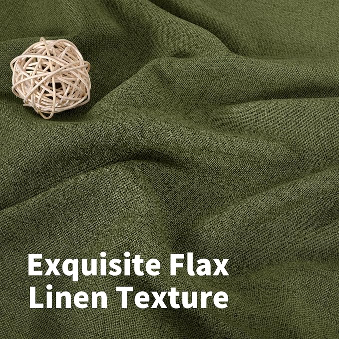 YoungsTex Olive Green Linen Curtains 78 Inch Length - Image 6