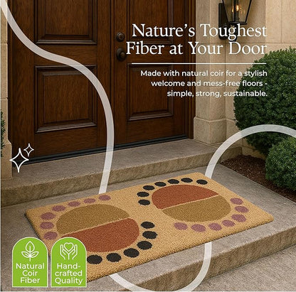 Coir Door Mats 17" X 30", Non-Slip Sturdy, PVC Backed Heavy Duty, Easy to Clean, Ideal for Door Entrance, Patio, Porch, Backyard, Garages, The Geo Circles