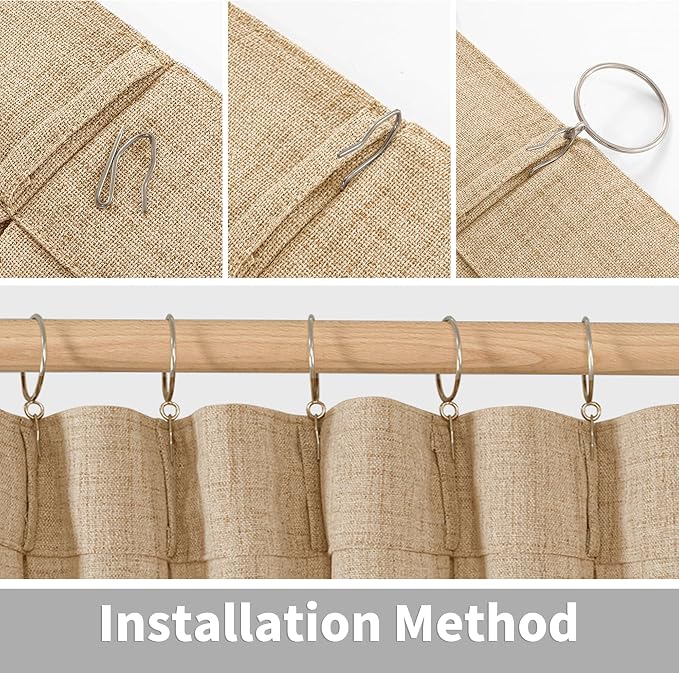 YoungsTex Toffee Linen Semi Sheer Curtains 95 Inch Length 2 Panels - Image 8