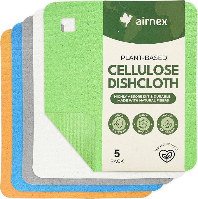 5 Pack Cellulose Swedish Dishcloths by Airnex
