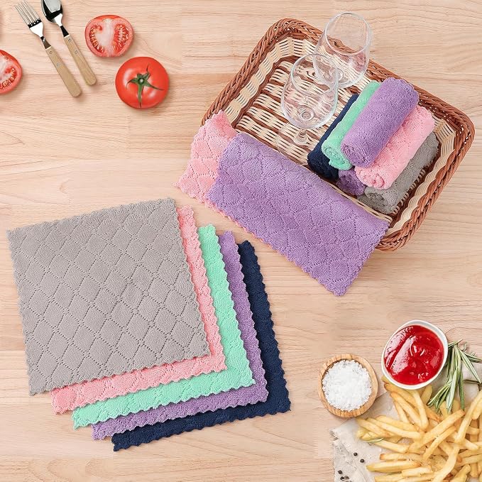 Homaxy 12 Pack Kitchen Dish Cloths, Super Soft and Absorbent Coral Velvet Dish - Image 6