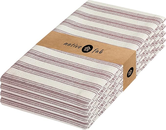 Native Fab Modern Stripe Kitchen Dish Towels, 100% Cotton, Super Absorbent by NativeFab