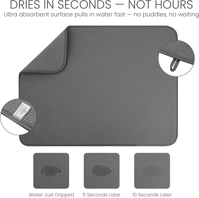 Bellemain XXL Dish Mat 24" x 17" Microfiber Dish Drying Mat, Super absorbent - Image 3