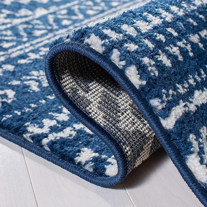 SAFAVIEH Tulum Collection Runner Rug - 2' x 21', Navy & Ivory, Moroccan Boho Tribal Design, Non-Shedding & Easy to Clean, Ideal for Living Room, Hallway, Foyer, Bedroom (TUL272N)