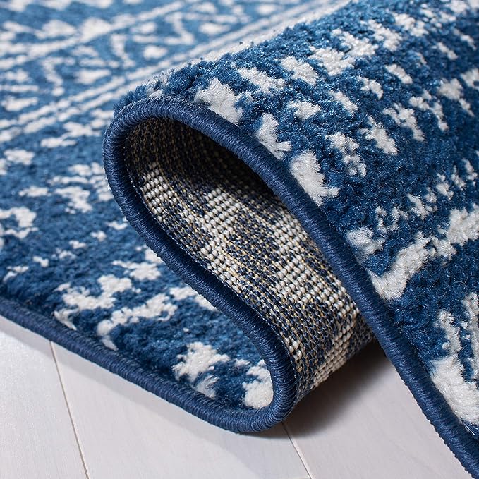 SAFAVIEH Area Rug 4x6 - Tulum Collection - Navy & Ivory, Moroccan Boho Tribal Design, Non-Shedding & Easy to Clean, Ideal for Living Room, Bedroom, Dining Space (TUL272N)
