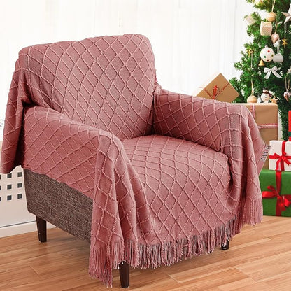 inhand ChristmasThrow Blankets for Couch, Gifts for Women Cozy Home Decor Knit Blanket, Coral Pink Lightweight Decorative Blankets and Throws, Farmhouse Warm Woven Blanket for Men and Women, 50"x60"