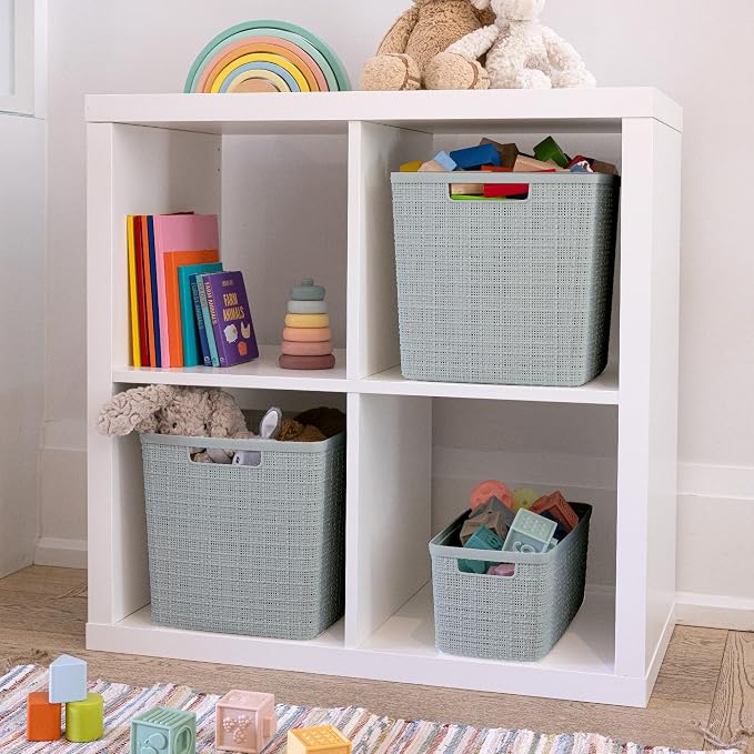 Curver Jute Decorative Plastic Organization and Storage Basket Perfect Bins - Image 7