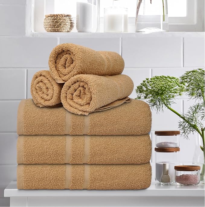 Basic Medium Bath Towels 24x48 Inches – Pack of 6 – Beige Color – Soft and - Image 8