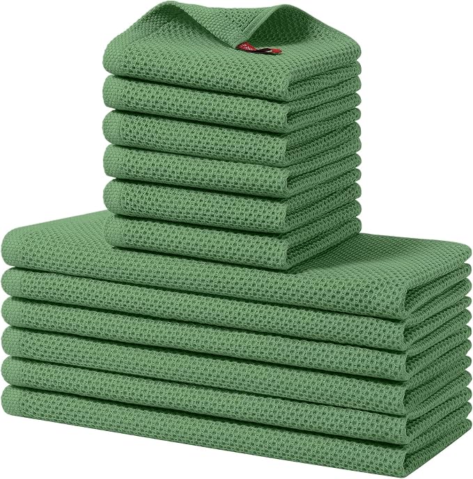 Homaxy 100% Cotton Kitchen Towels and Dishcloths Set, 12 x 12 Inches and 13 x by Homaxy
