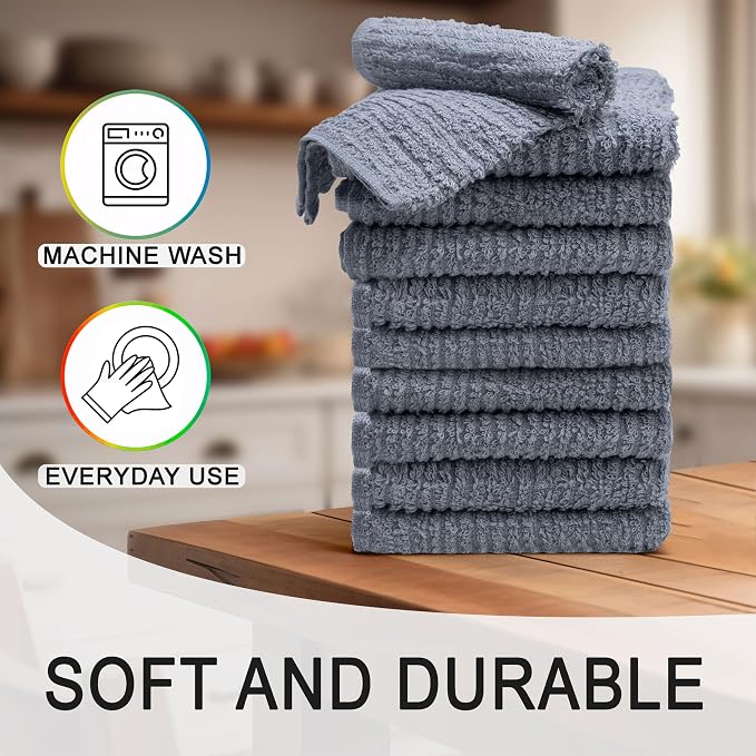 Textila Bar Mop Towels 12x12 Inch – Grey – Pack of 10 - Image 2
