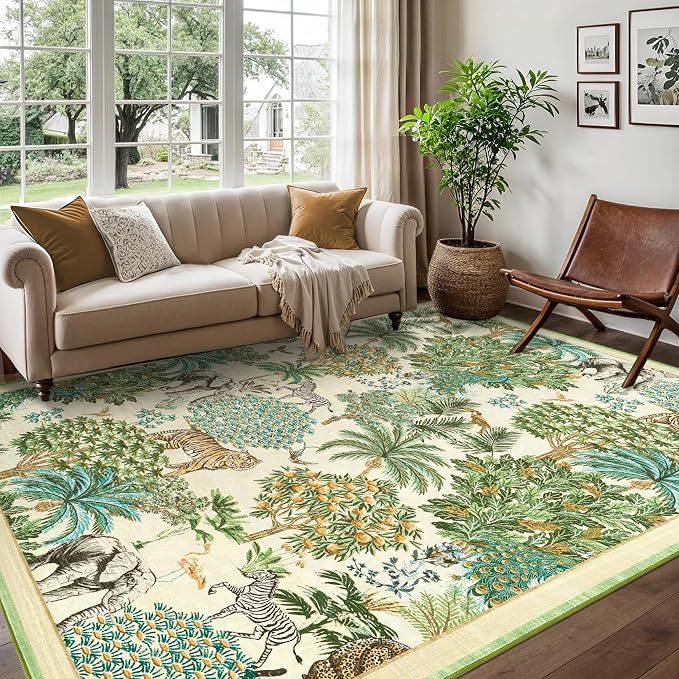 GarveeHome Jungle Animal Print Rug 6x9 Washable Area Rugs - Image 2