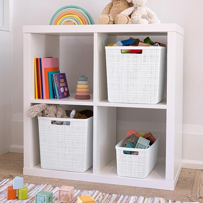 Curver Jute Decorative Plastic Organization and Storage Basket Perfect Bins - Image 9