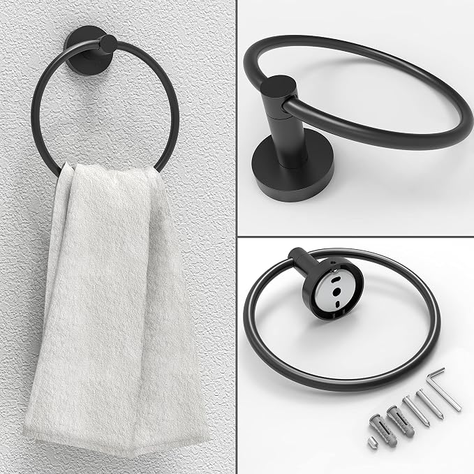 Matte Black Toilet Paper Holder & Towel Ring SUS304 Stainless Steel 2pc - Image 5