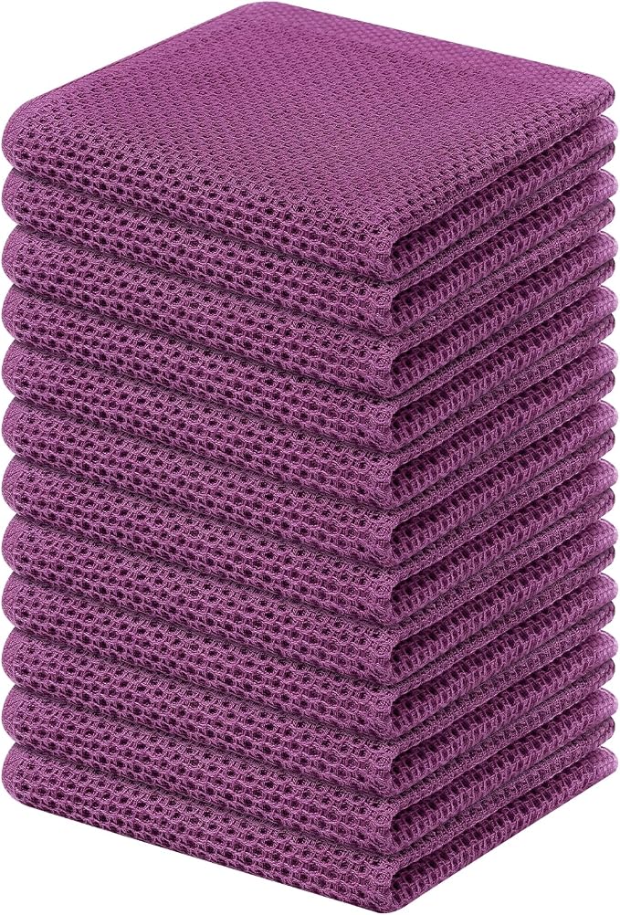 Kitinjoy 100% Cotton Kitchen Dish Cloths, 12 Pack Waffle Weave Ultra Soft by Kitinjoy