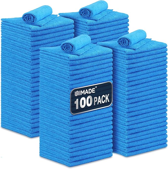 Shop Towels, 100 Pack Commercial Grade Work Rags Microfiber Towels by Unimade