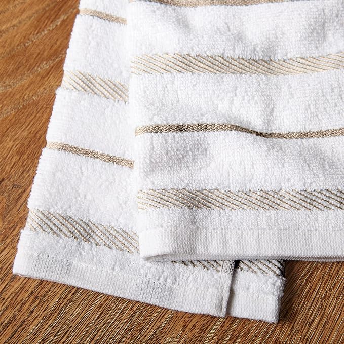 KitchenAid Albany Kitchen Towel 4-Pack Set, Milkshake Tan/White - Image 3