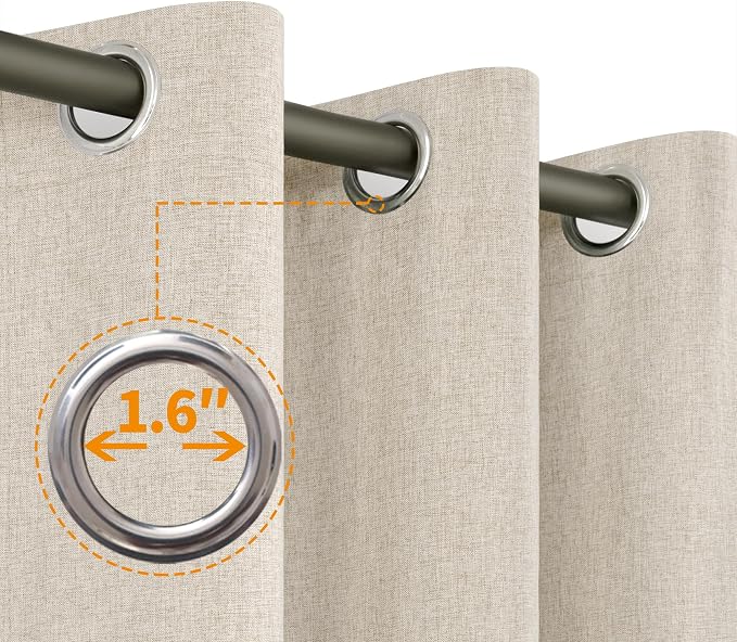 YoungsTex Oatmeal Linen 100% Blackout Curtains 90 Inch Length - Image 6