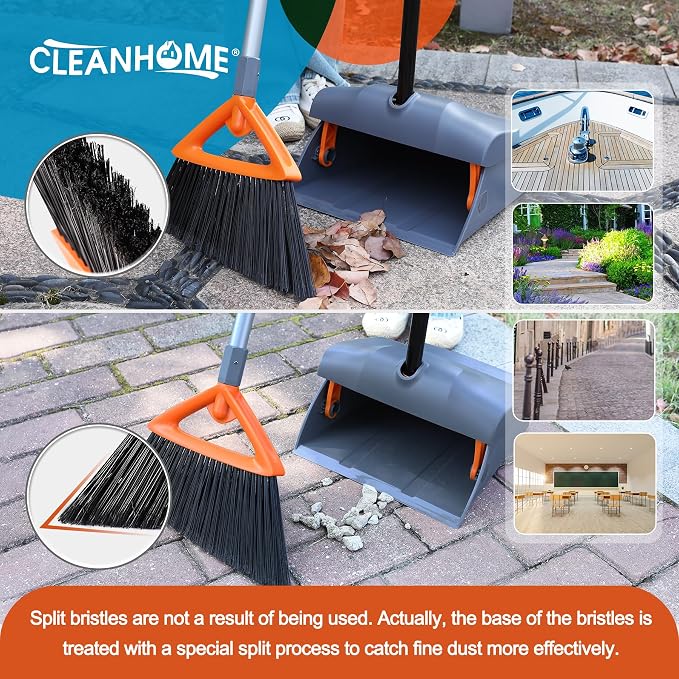 Heavy Duty Broom with Dustpan Combo Set Indoor and Outdoor Dual Purpose - Image 3