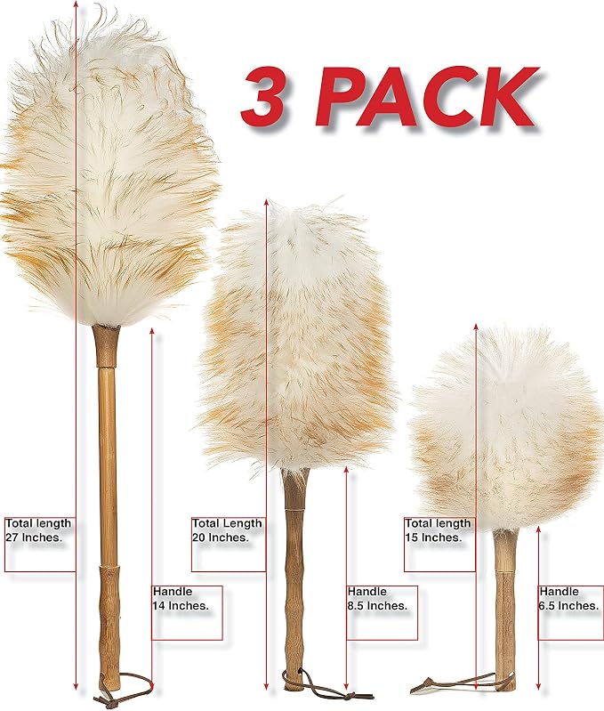Avain Wool Duster with Wood Handle, Blinds Cleaner Purifier, Brush Cleaning Tool - Image 2
