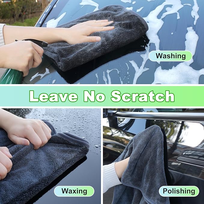 JOYMOOP Microfiber Towels for Cars, Dark Gray Reusable Car Towel, Quick Drying - Image 6