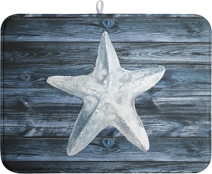 Summer Starfish Dish Drying Mat by Wnoesat