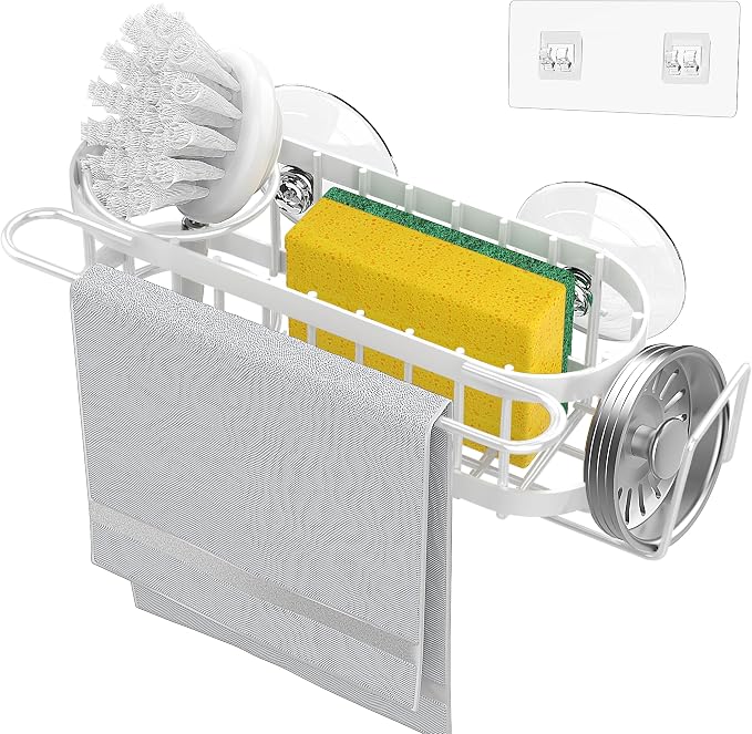 Cisily Kitchen Sink Caddy Sponge Holder in The Sink, Stainless Steel Kitchen - Image 3