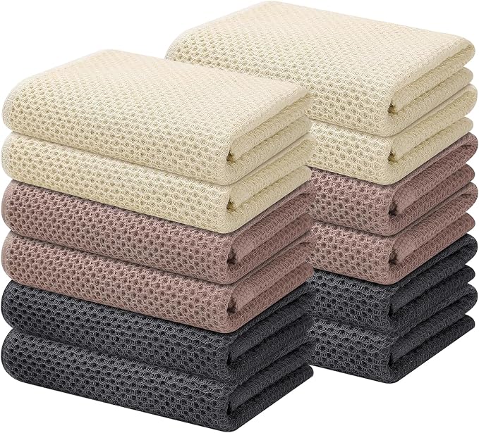 Kitinjoy 100% Cotton Waffle Weave Kitchen Hand Towels by Kitinjoy
