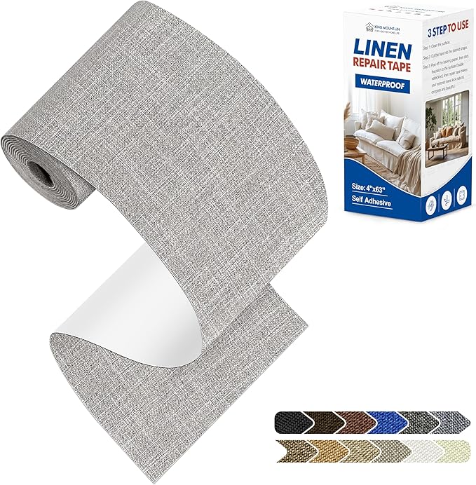 KING MOUNTAIN Linen Repair Patches, Self-Adhesive Fabric Patches, 4 X 63 inch by ForABetterHomeLife