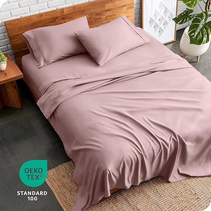 Bare Home Twin Sheet Set - 1800 Ultra-Soft Microfiber Twin Bed Sheets - Double Brushed - Deep Pockets - Easy Fit - Extra Soft - 3 Piece Set - Bedding Sheets & Pillowcases (Twin, Mauve)