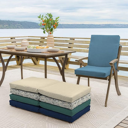Arden Outdoor Dining Chair Cushion, 2 Pack, 20 x 20, Rain-Proof, Fade Resistant, French Blue Texture