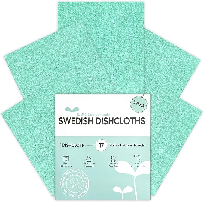 Swedish Dishcloths for Kitchen, 5 Pack Swedish Dish Cloths, Ultra Absorbent by Unknown