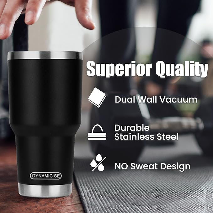 D·S 30 oz Black Tumbler Stainless Steel Double Wall Vacuum Insulated Mug - Image 5