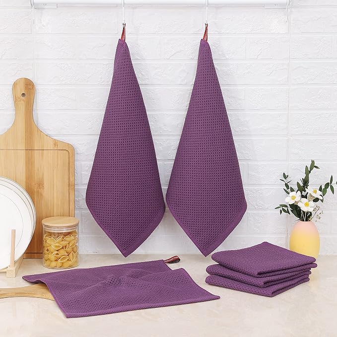 Kitinjoy 100% Cotton Kitchen Dish Cloths, 6 Pack Waffle Weave Ultra Soft - Image 6