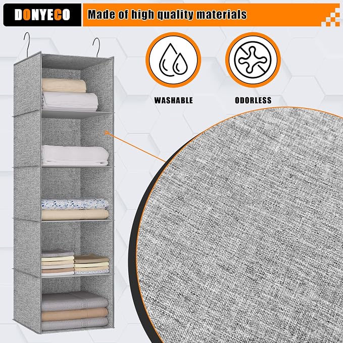 5-Shelf Hanging Storage Closet Organizer, Linen Rv Storage and Organization - Image 6