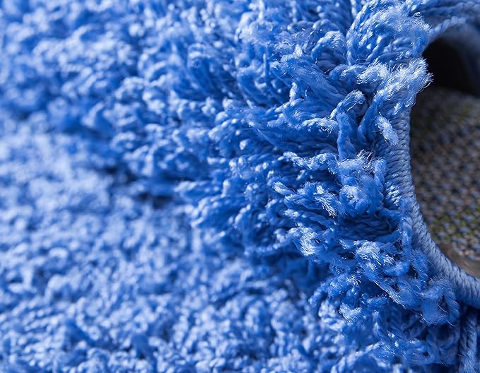 Unique Loom Solid Shag Collection Area Rug (2' 6" x 16' 5" Runner, Periwinkle Blue)