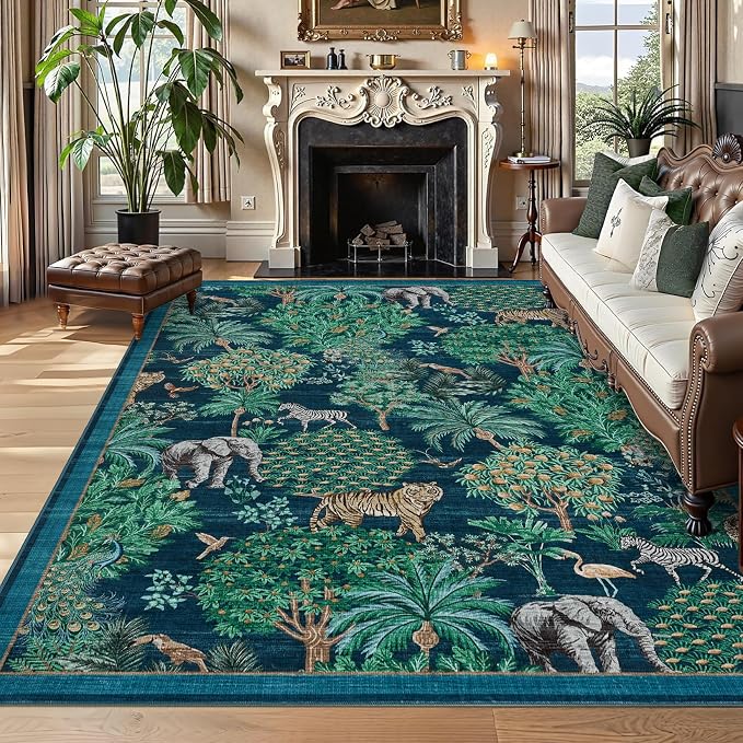 GarveeHome Jungle Washable Rug 9x12 Area Rugs by GarveeHome