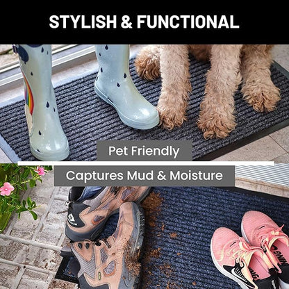 Sierra Concepts Front Door Mat Welcome Floor Mats - Entryway Indoor Outdoor Entrance Doormat, Patio, Porch, Muddy Shoe, Inside Outside Low Profile, 30x17 inches, 2-Pack Dark Brown